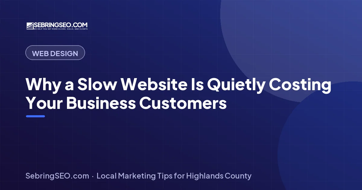 Local business owner checking a slow-loading website on a phone, illustrating mobile website speed tips from Sebring SEO